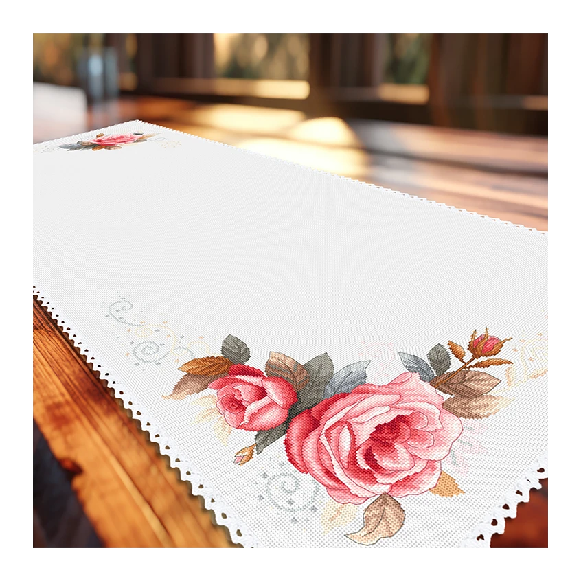 Cross stitch pattern for a phone - Vintage rose table runner