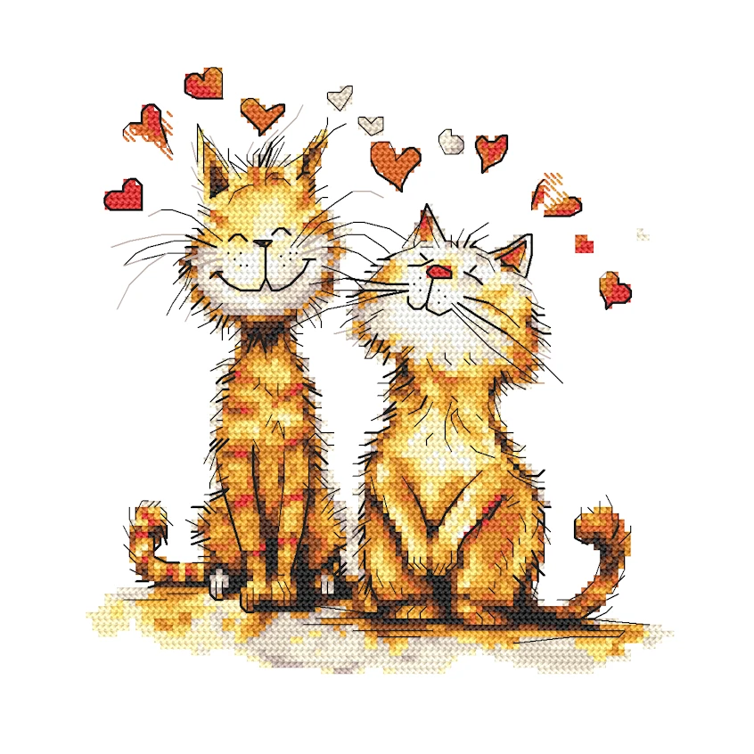 Cross stitch pattern for a phone - Cats in love