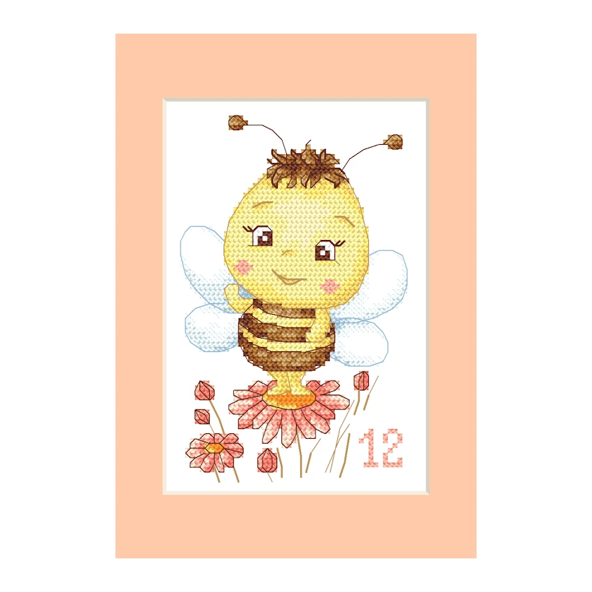 Cross stitch pattern for a phone - Card - Bee with on a  flower