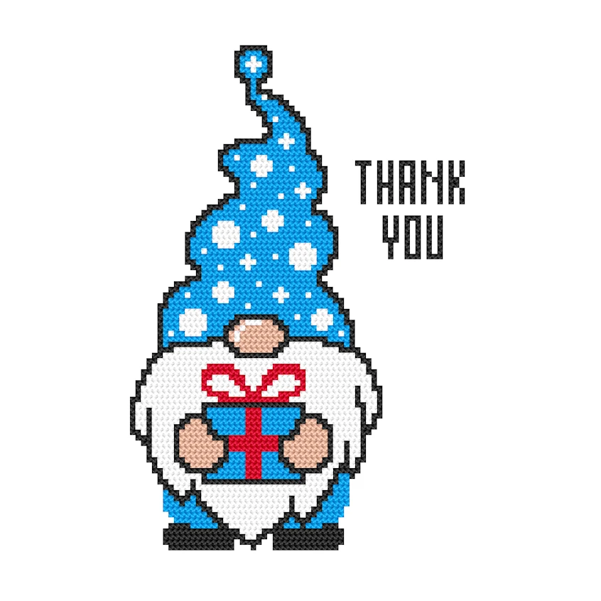 Cross stitch pattern for a phone - Gnome with a gift