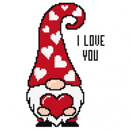 W 11015 Cross stitch pattern PDF - Gnome with a heart