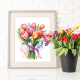 GC 10877 Padrão de ponto cruzado em papel - Tulipas de aquarela