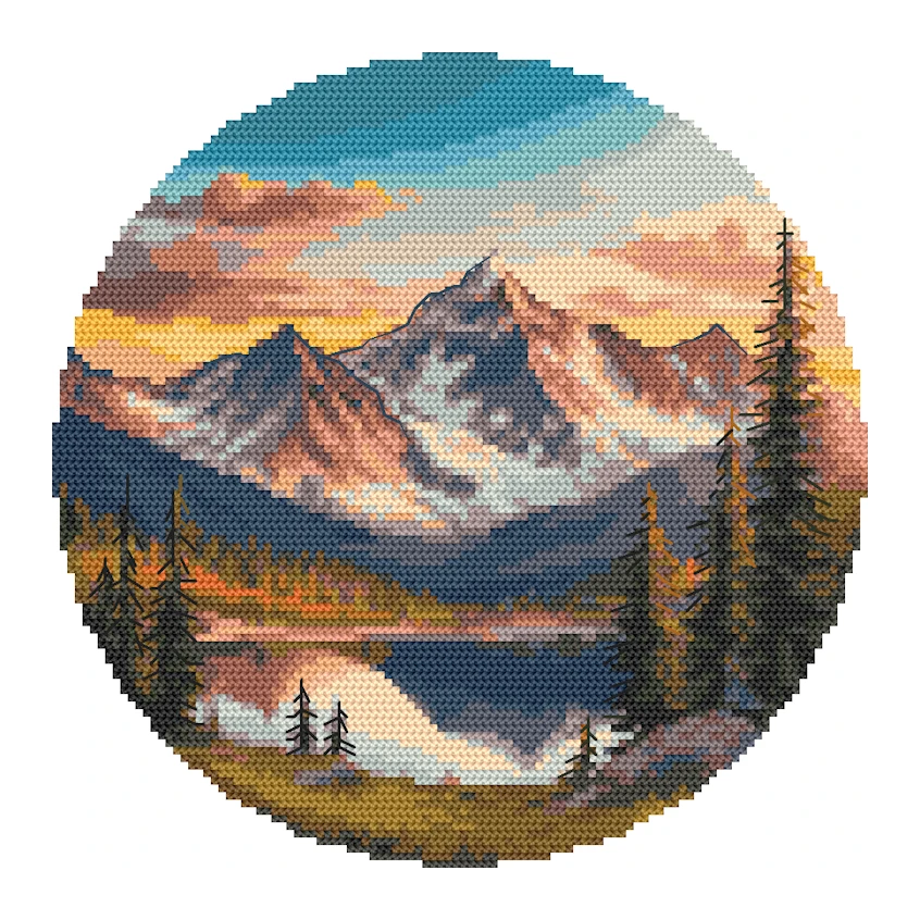 Cross stitch pattern for a phone - Picturesque lake