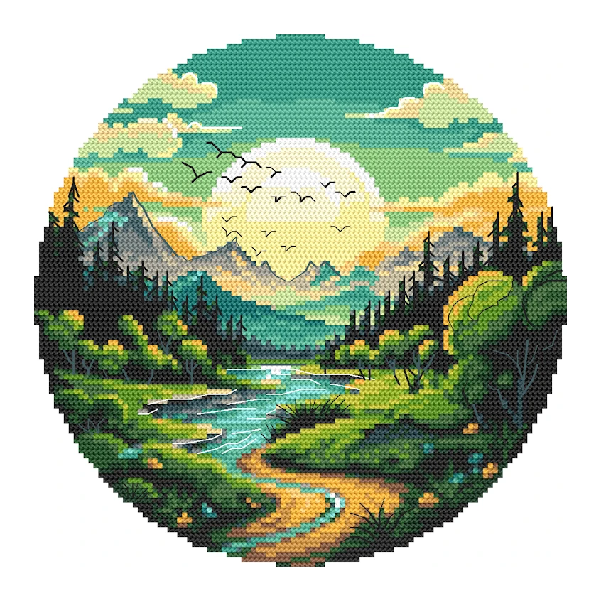 Cross stitch pattern for a phone - Picturesque valley