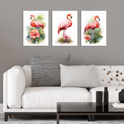 0131-PLA33 Set of posters - Flamingos
