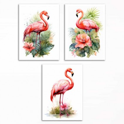 0131-PLA33 Set of posters - Flamingos