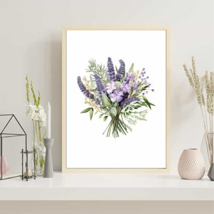 0068pl -plakat - bukett med lavendel i