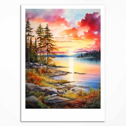 Póster 0105PL - Atardecer sobre el lago