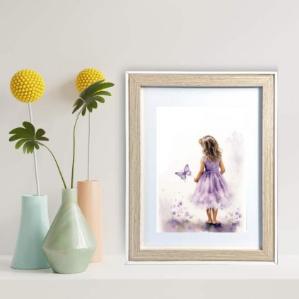0201-21X27B Bild - Mädchen mit Schmetterling - 21x27 cm