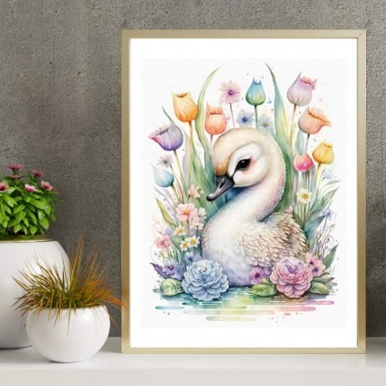 0234PL Pôster - cisne floral
