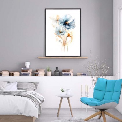 0047PL Poster - Blue Flower III