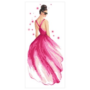 GC 10566 Kreuzstichmuster auf Papier - Dame in Pink