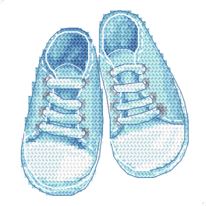 GC 10894 Cross Stitch Mönster på papper - Little Shoes - Baby Boy