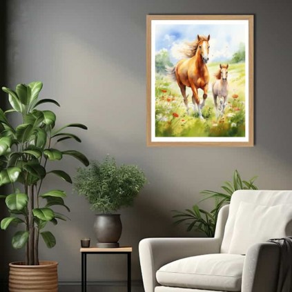 0171PL Poster - Cavalos no Meadow
