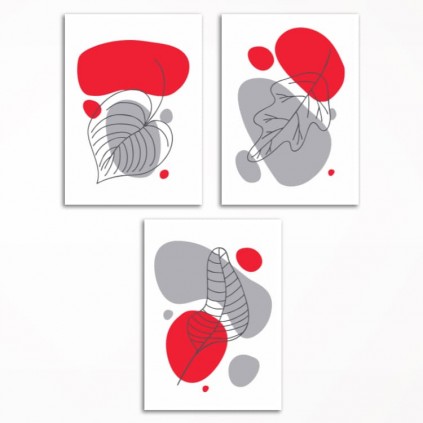 0358-PLA33 Ensemble d&#39;affiches - Feuilles modernes - 3 pcs. 29,7x42 cm
