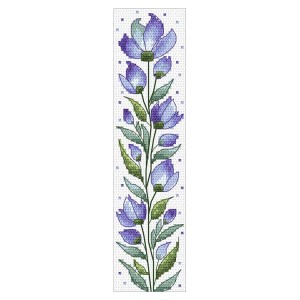 S 11039 Schema punto croce per telefono - Segnalibro - Fiori viola