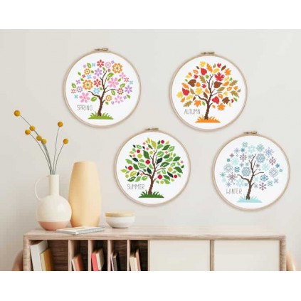 Zn 10911 Cross Stitch -kudoksisarja - Kausipuu - kevät