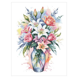 Z 10917 Kit Cross Stitch - Flores de aquarela