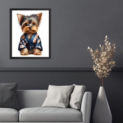 0473PL Poster - Yorkie Dog i Kimono