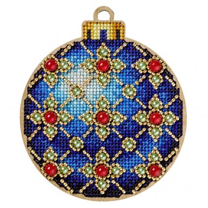 FLW -008 Cross Stitch Kit On Plywood - Blue Christmas Ball