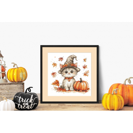 S 10924 Cross Stitch Pattern para um telefone - Halloween Kitty