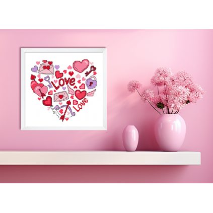 S 11059 Cross Stitch Pattern para um telefone - Love Heart