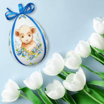 Zu 11066 Cross Stitch Kit - Pääsiäismunan - Karitsa kukissa
