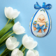 ZU 11065 Cross Stitch Kit - Påskeegg - Kylling i blomster