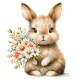 W 10945 Cross Stitch Pattern PDF - Bunny com flores