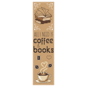 Kit ZU 11082 Cross Stitch - Bookmark - Coffee &amp; Books