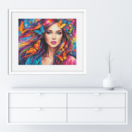 S 10951 Cross Stitch Pattern para um telefone - Rainha das borboletas