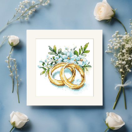 Zu 10954 Cross Stitch Kit - Esküvői kártya - Esküvői gyűrűk virágokkal