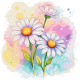 W 11124 Padrão de ponto cruz PDF - Daisies de aquarela
