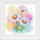 W 11124 Padrão de ponto cruz PDF - Daisies de aquarela