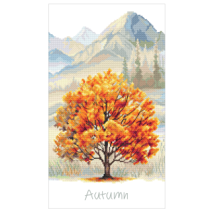 S 10958 Modèle de point de croix pour un téléphone - Four Seasons - Arbre d&#39;automne