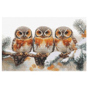 LS BU5077 Cross Stitch Kit - κουκουβάγιες στη σιωπή του χειμώνα
