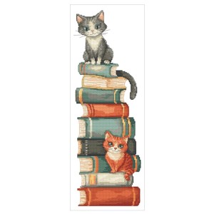 S 11087 Шаблон перехресного стібка для телефону - коти на книгах