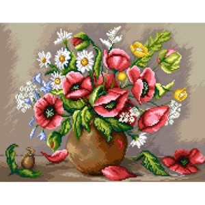 GC 7143 Cross stitch pattern on paper - Bouquet of poppies