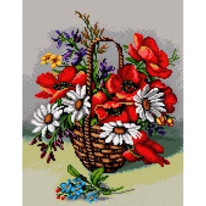 GC 7188 Cross stitch pattern on paper - Poppies and daisies