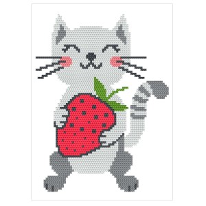 GC 11129 Cross stitch pattern on paper - Kitten with a strawberry