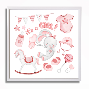 0497RA Baby shower picture - Balloons girl