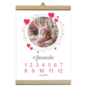 0523-PE Personalised poster - First year of life - Little hearts