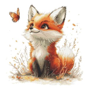 S 10973 Cross stitch pattern for a phone - Fox with a butterfly