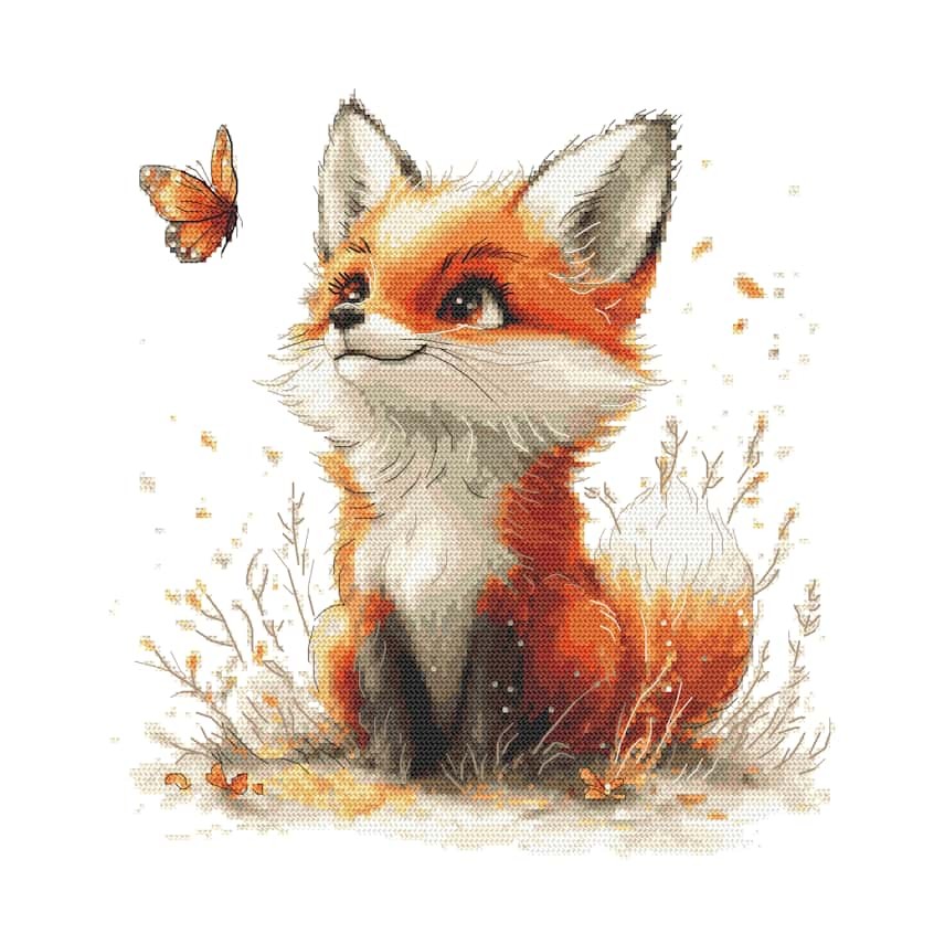 Ristipistokuvio puhelimelle - Fox perhonen kanssa