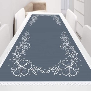 ZU 11142 Kit de point de croix - Chemin de table à fleurs blanches