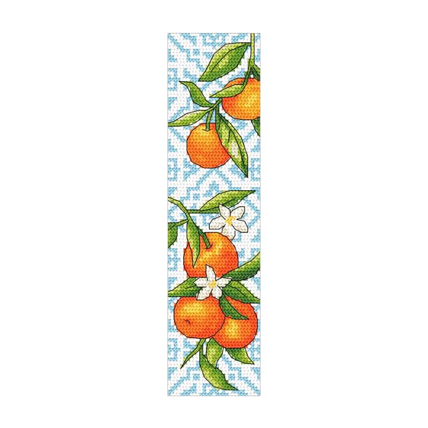Modèle de point de croix pour téléphone - Marque-page - Mandarines
