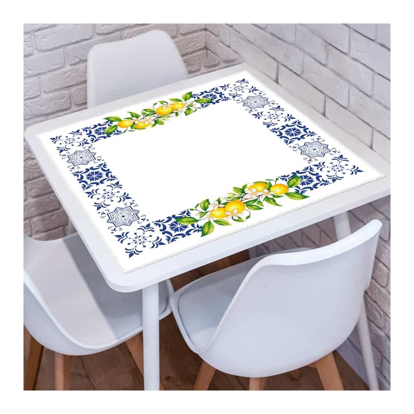 Modèle de point de croix pour téléphone - Nappe avec citrons