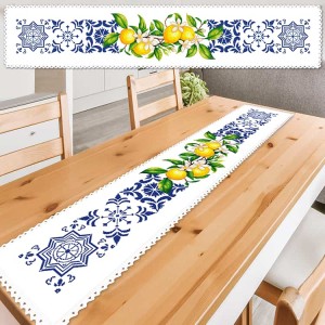 W 11148 Modèle de point de croix PDF - Chemin de table long avec citrons
