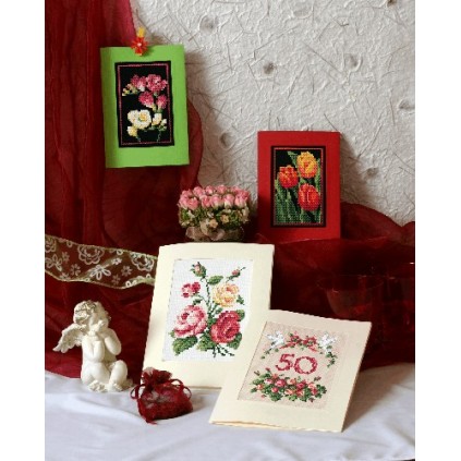GU 4460-02 Schema punto croce - Biglietto di auguri di compleanno - Rose colorate