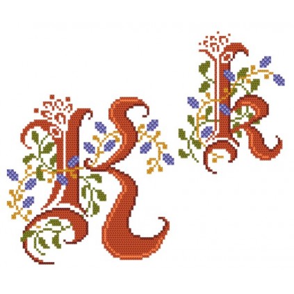 GU 4477-11 Nyomtatott keresztszemes minta - K monogram